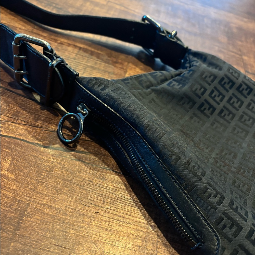 Fendi Zucca Bag in Black. 
Perfect Condition! 
Side zipper is a big plus!